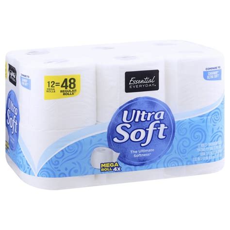 Essential Everyday Bathroom Tissue Mega Roll Ultra Soft Two Ply 12
