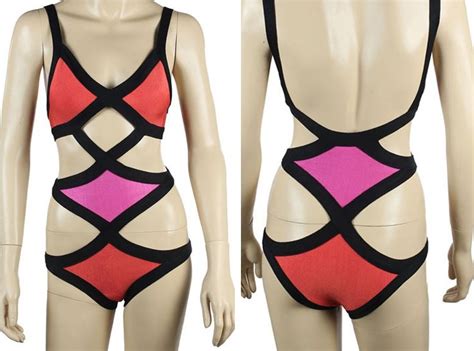 Sexy Cut Out Bandage One Piece Neon Color Monokini Hl Swimwear Swimsuit