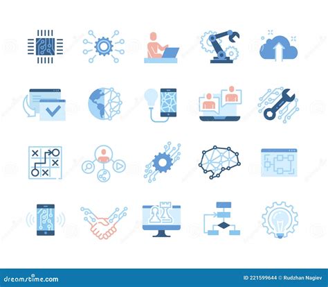 Business Process Automation Linear Icons Stock Vector Illustration Of