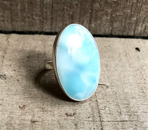 Sea And Sky Larimar Ring Rare Stunning Large Oval Sky Blue Etsy