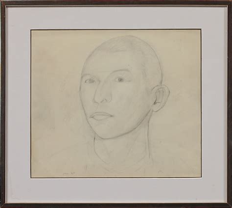 Ragnar Sandberg Attributed To Self Portrait Pencil Drawing Dated