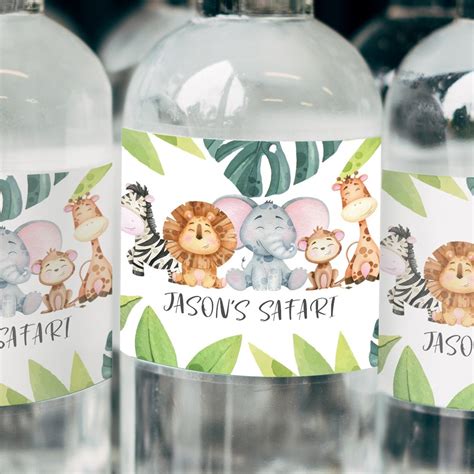 Safari Water Bottle Label Safari Water Label Jungle Birthday Etsy