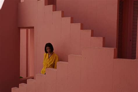 Hd Wallpaper Woman Wearing Yellow Dress Sitting On Stair Banister Handrail Wallpaper Flare