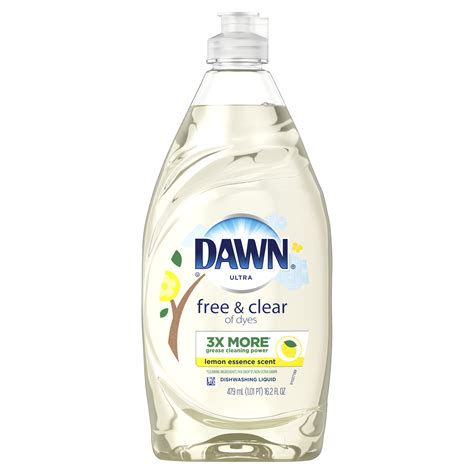 Dawn Free & Clear Dishwashing Liquid Dish Soap, Lemon Essence Scent, 16 ...