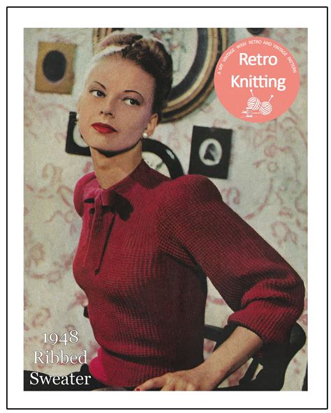 1940s Pussy Bow Winter Sweater Vintage Knitting Pattern Pdf Etsy