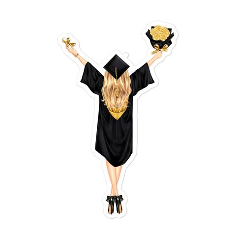 Graduation Decals Blonde Graduating Girl Sticker Proud Happy Etsy