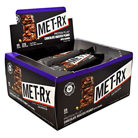 Met Rx Protein Plus Chocolate Roasted Peanut With Caramel 9 Bars Per Box