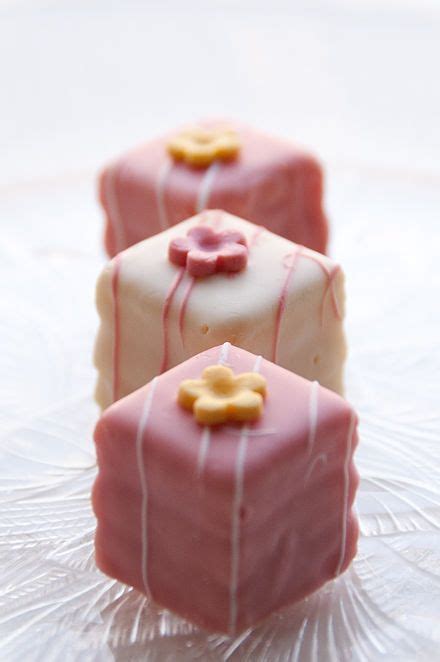 Small Square Cakes Frosted With Pink Or White Icing Mini Cakes