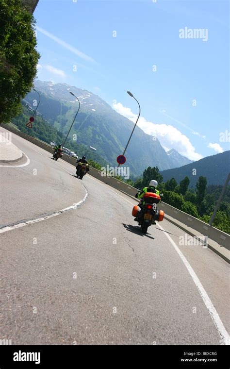 Motorcycles Climbing The C 28 Mountain Road Out Of Arties In The