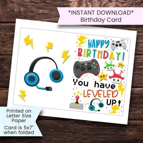 Video Game Birthday Card Printable Printable Gamer Birthday Etsy