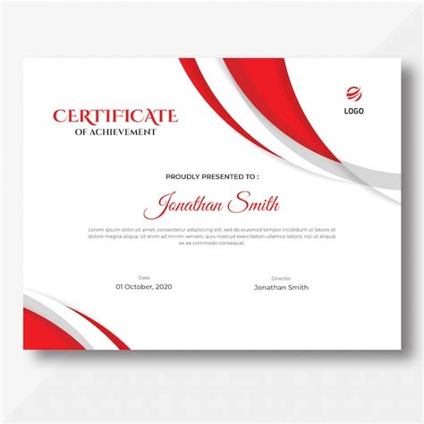 Premium Psd Abstract Red Certificate Template