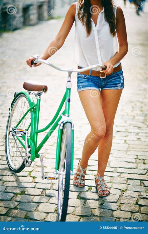 Female With Bike Stock Image Image Of Park Sport Activity 55544451