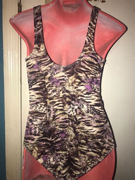 vintage 1990 s swimsuit vintage brown and purple swi… gem