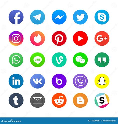 Popular Social Media App And Messenger Icons Set Editorial Stock Photo