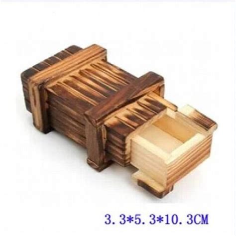 Vintage Wooden Puzzle Box With Secret Drawer Magic Compartment Brain