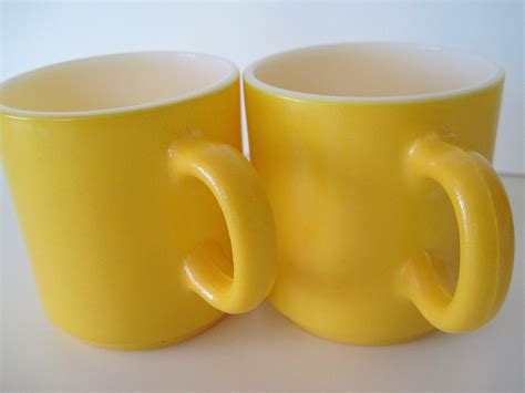 Vintage Yellow Mugs Mellow Yellow Coffee Cups Mid Century