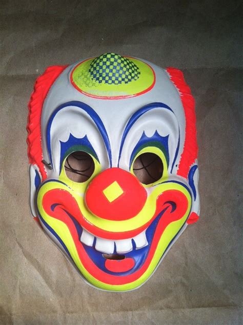 Vintage Original 195060s Halloween Clown Mask Vibrant Colors For Sale