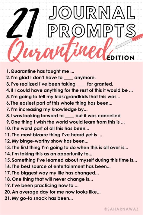 21 Journal Prompts Quarantined Edition Journal Writing Prompts