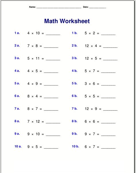 Easy Times Table Practice Sheets Activity Shelter