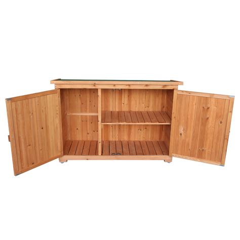 Outdoor Storage Cabinet Double Doors Fir Wooden Garden Yard Shed