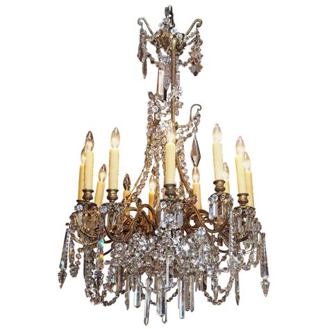 Italian Gilded Bronze And Crystal 10 Light Antique Chandelier At 1stdibs