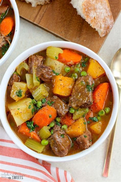 Remove the beef from the pot and add the vinegar and wine. Beef Stew Recipe - Celebrating Sweets