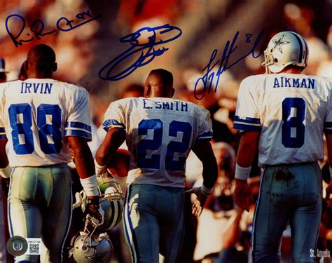 Dallas Cowboys Triplets Autographed 8×10 Photo Emmitt Aikman And Irvin