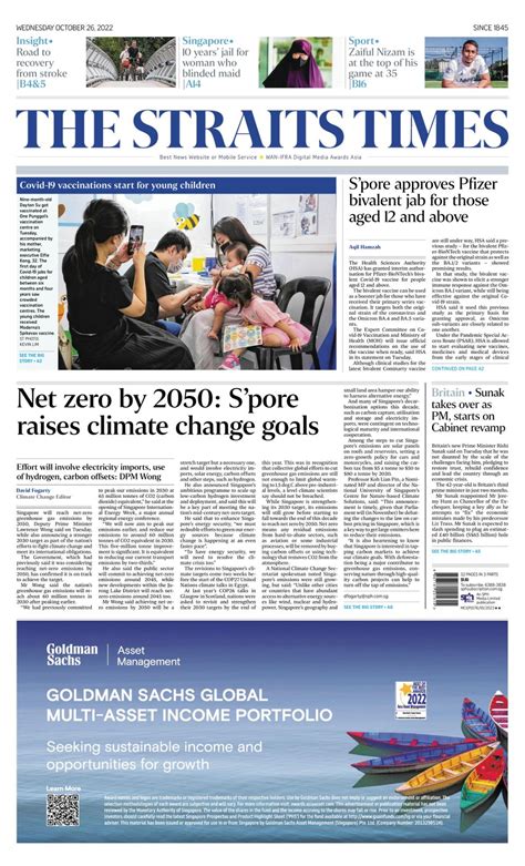The Straits Times October 26 2022 Newspaper Get Your Digital