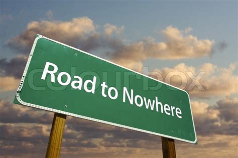 Road To Nowhere Green Road Sign With Stock Image Colourbox