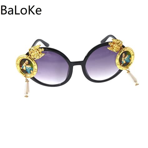Fashion Baroque Women Girls Metal Flower Sunglasses Retro Luxury Crystal Sun Glasses For Ladies