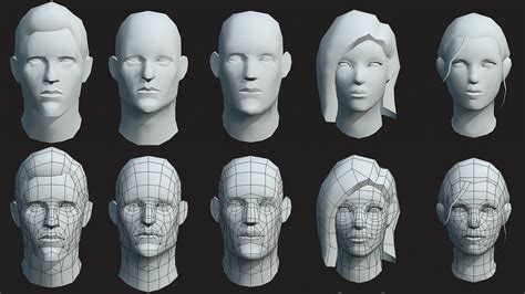 Artstation Low Poly Head Base Meshes Pack Resources