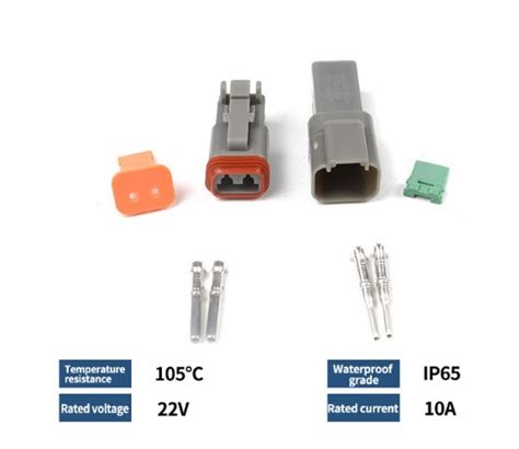 2 Pin Waterproof Deutsch Type Electrical Connector Electromann Sa