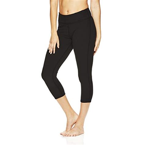 Gaiam Women S Capri Yoga Pants Performance Spandex Compression Legging Black Tap Shoe