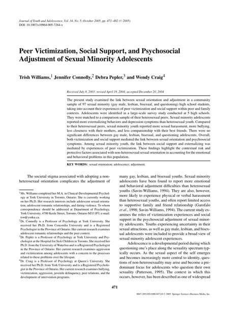 Pdf Peer Victimization Social Support And Psychosocial Adjustment Of Sexual Minority Adolescents