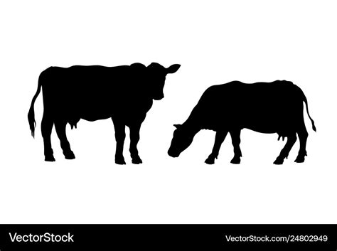 Black Silhouette Cow Isolated Image Royalty Free Vector