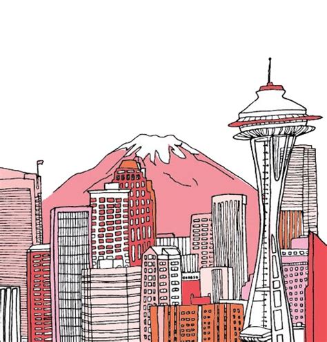 Seattle Skyline Skyline Drawing Travel Illustration City Art