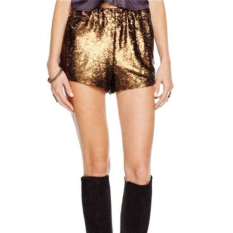 Brand New Free People Gold Sequin Shorts Gold Sequin Shorts Short Women Fashion Sequin Shorts