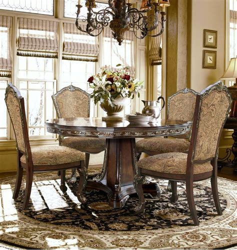 Traditional Cherry Formal 60 Round Dining Room Set 5pcs