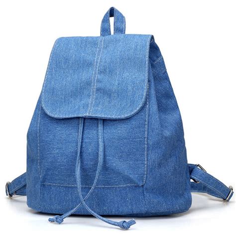 Women Denim Backpack Small Mini School Bags Travel Rucksack Canvas