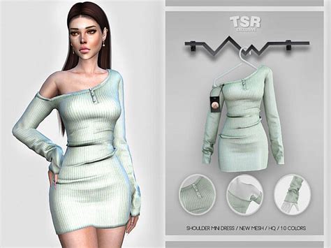 Shoulder Mini Dress Bd410 By Busra Tr At Tsr Sims 4 Updates