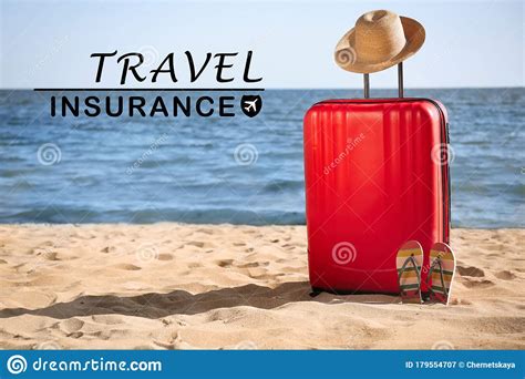 The national flood insurance program. Red Suitcase, Hat And Flip Flops On Sand. Travel Insurance Stock Image - Image of phrase ...
