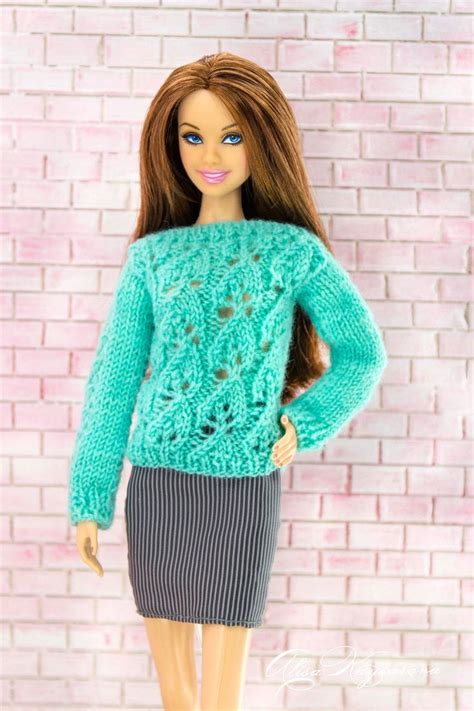 Barbie Sweater Fashion Doll Clothes Knitted Mint Jumper Etsy