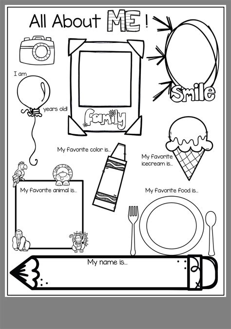 All About Me Worksheet For Kindergarten