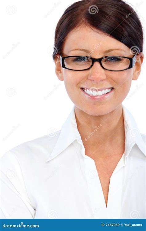 Headshot Of A Friendly Woman Wearing Glasses Stock Image Image Of