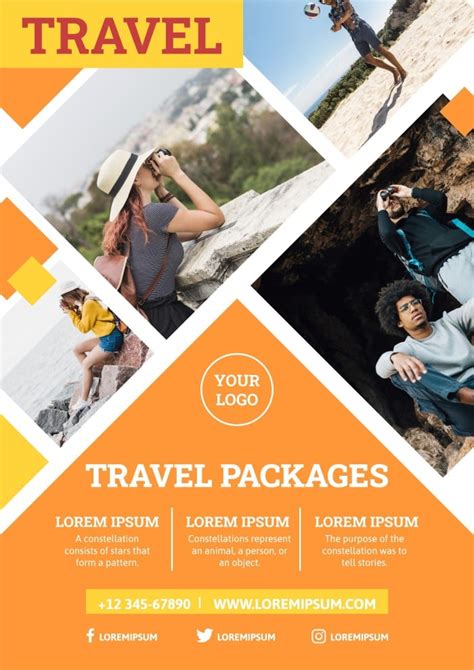 Free Orange Travel Agency Poster Template To Edit