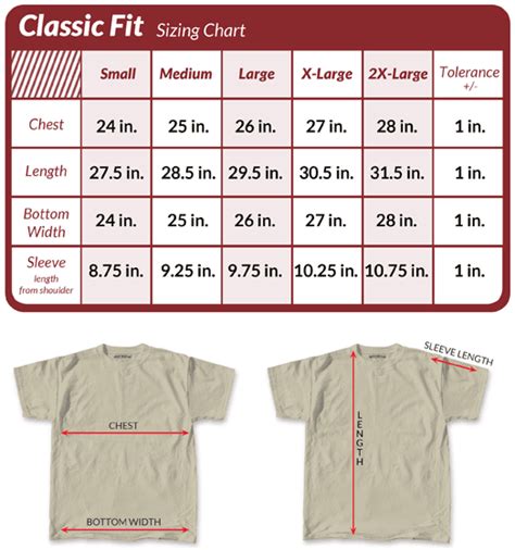 Oversized T Shirt Size Chart