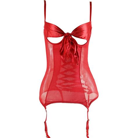 Satin Bow Chemise And Thong Set By Carrie Amber Intimates Queen Red