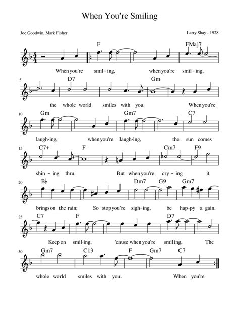 When Youre Smiling Leadsheet Sheet Music For Piano Solo Download