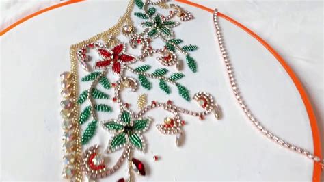 Hand Embroidery Neck Design For Beads Work Eazy Stitches Youtube