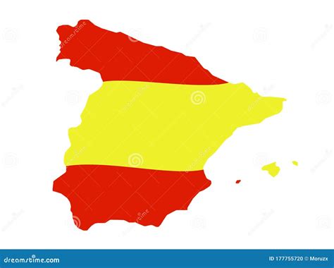 Spain Country Shape In Flag Colors Spanish Map Stock Vector